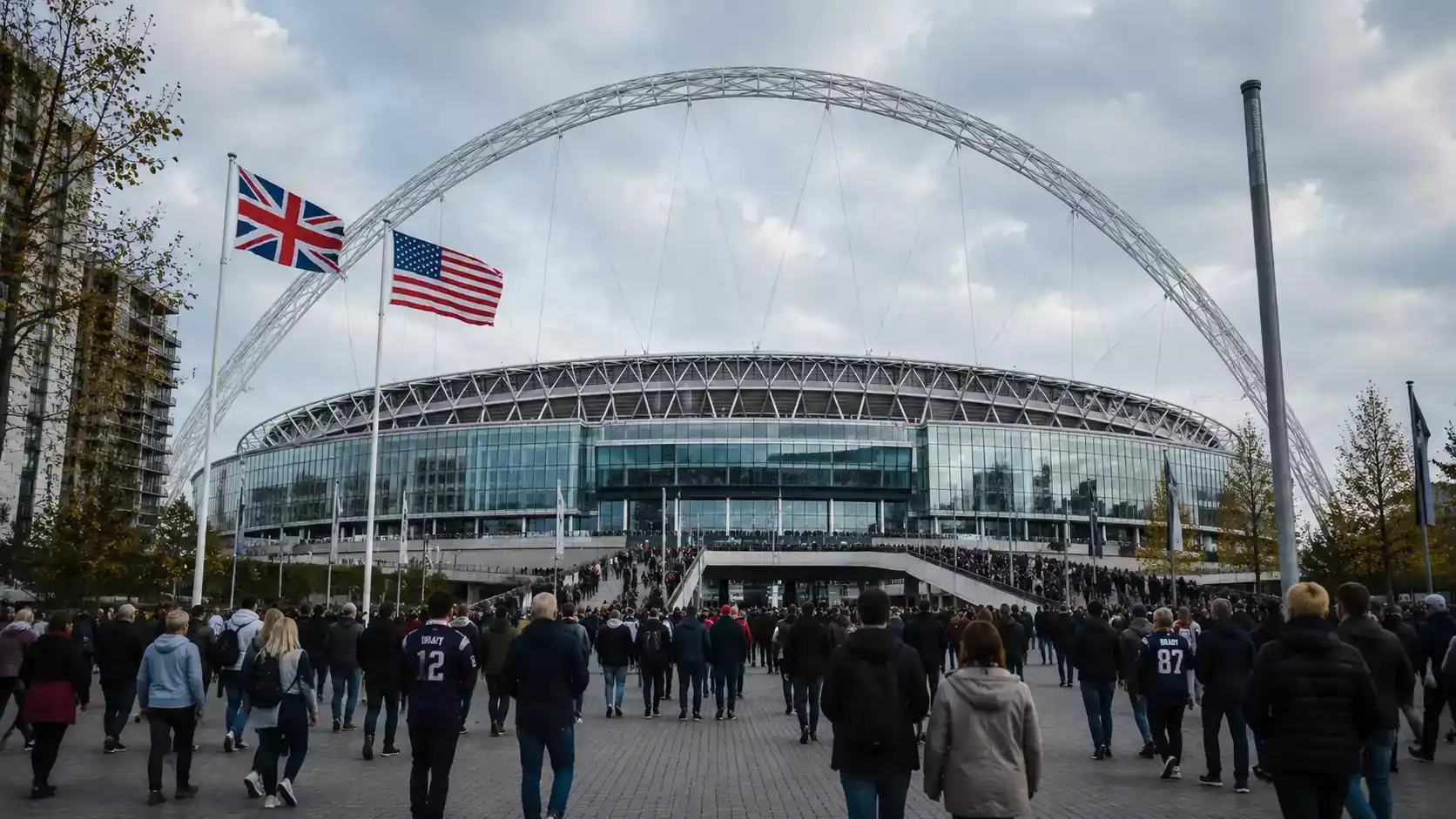 NFL regular season game played at Wembley Stadium in London with a packed crowd of British fans
